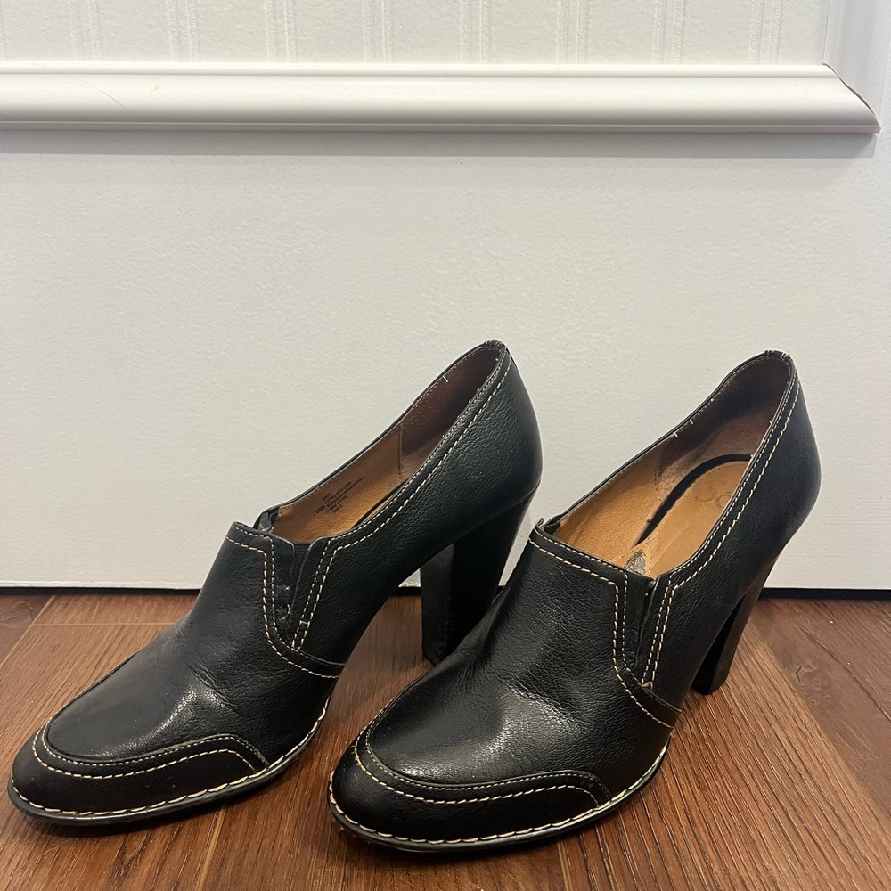 Black Leather Women's Heels